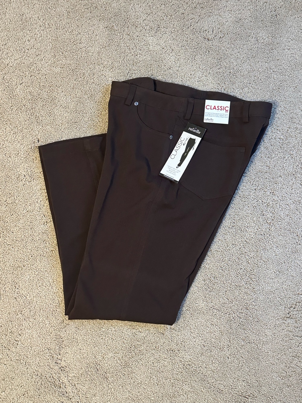 rafaella-Women’s Petite Dark brown Classic fit pants-SZ10P